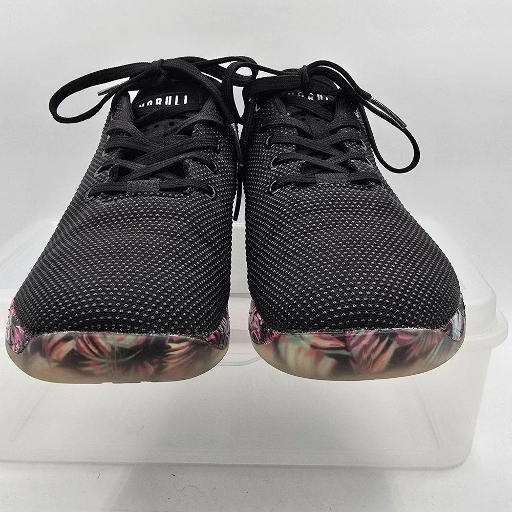 NOBULL Trainer Shoes Mens Size 9 Black Floral Low Top Gym Training Sneakers